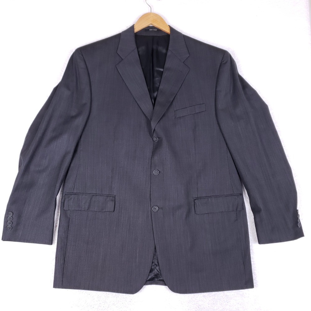 Kasper Mens Charcoal Gray Wool Blend 3-Button‎ Blazer Sport Coat 46L Canada